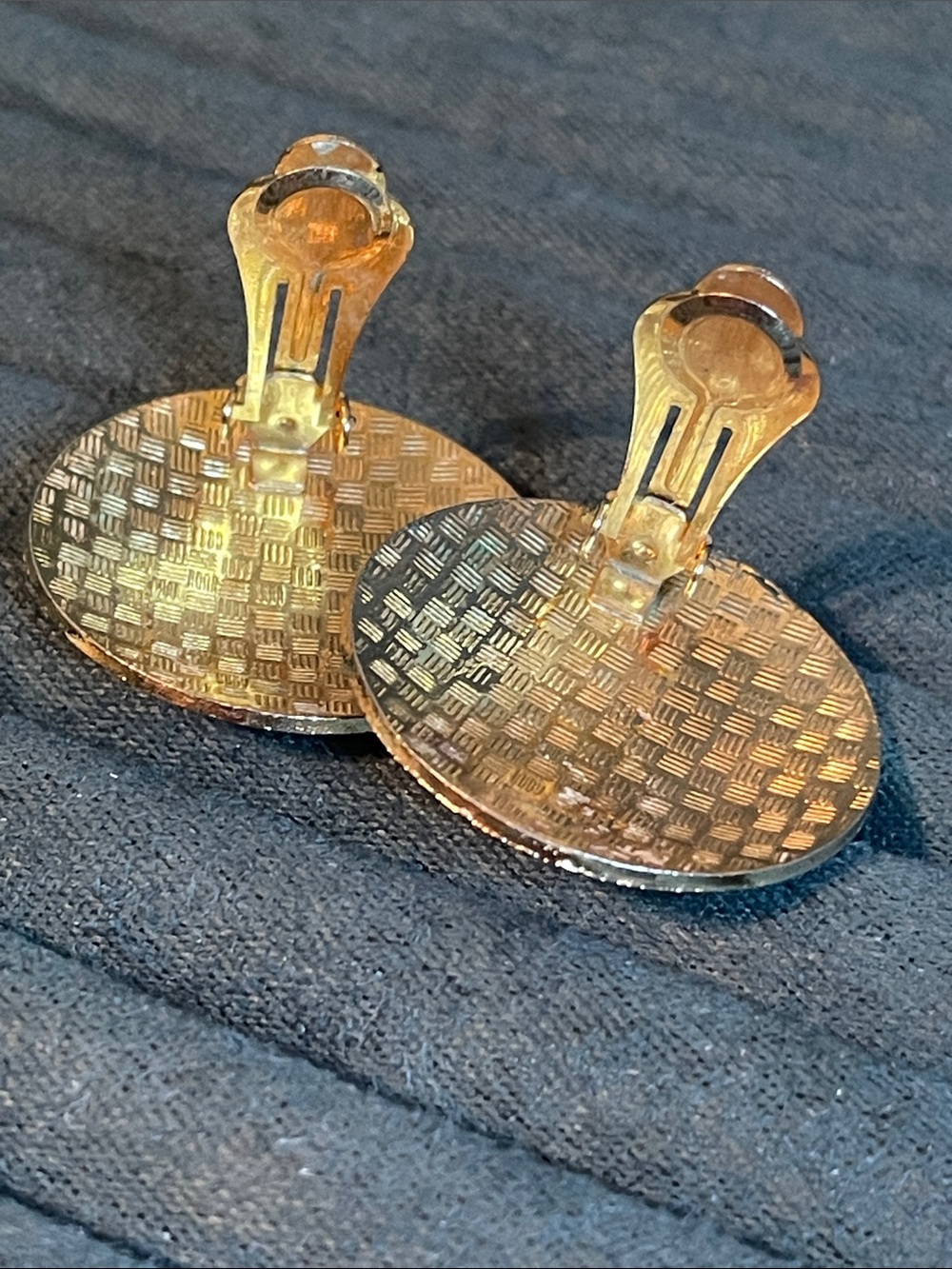 Vintage Art Deco Cloisonné Enamel Disc Clip On Earrings - Picture 8 of 8